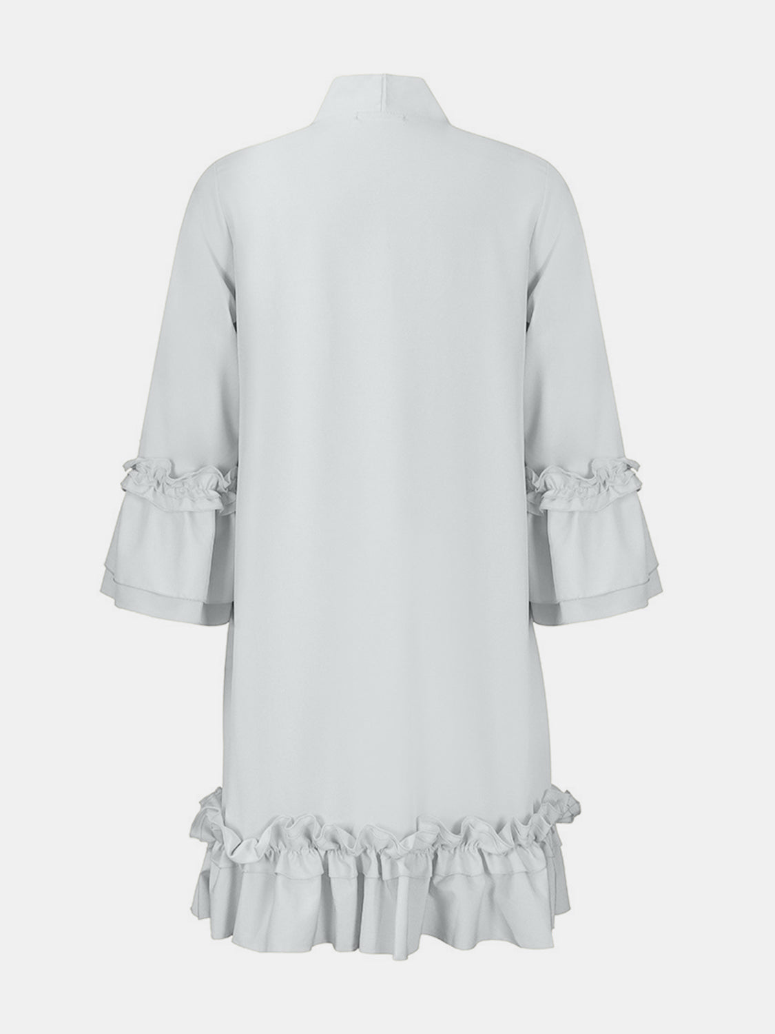 Frill Tie Neck Three-Quarter Sleeve Dress