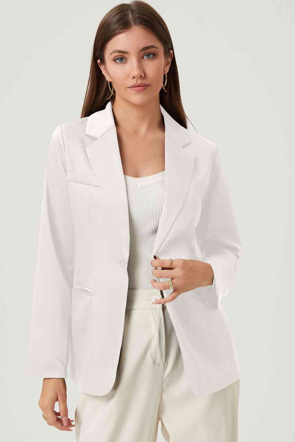 Long Sleeve Lapel Collar Blazer