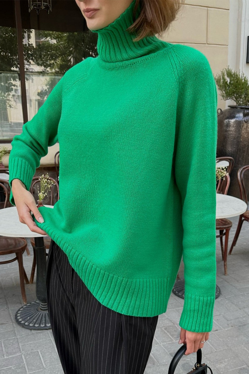 Turtle Neck Raglan Sleeve Sweater